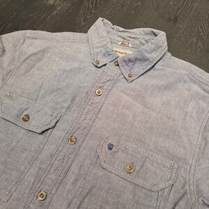 Carhartt Mens Relaxed Fit Chambray Short Sleeve Button Down Shirt Blue Medium M